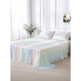 thumbnail image 6 of Colorful Striped Flat Sheets Only Queen Size, Soft Breathable Bed Top Sheets for Mattress, Rainbow Color Stripes Luxury Bedding Flat Sheets for Home Hotel Bedroom Bed Protection, 6 of 9