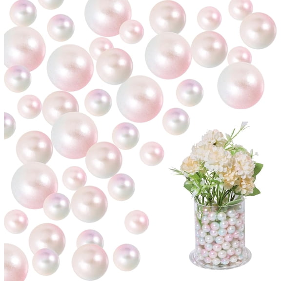 270 Pcs 0.31"/0.39"/0.47"/0.55" Vase Fillers Imitation Pearl No Hole Round Pearl Beads Filler Pearls for Vase Home Dinning Christmas Table Party Gradient Color Colorful DIY
