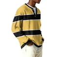 thumbnail image 4 of Nokdvo Long Sleeve Waffle Shirt Men Fashion 2025 Striped Quarter Button Up Henley Casual Pullover Top Fall Winter Quilted Knit Solid Color Loose Workout Shirts,Yellow S, 4 of 6