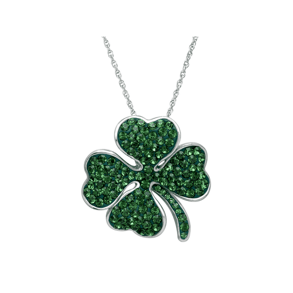 Clover Pendant Necklace with Swarovski Crystals in Sterling Silver