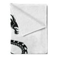 thumbnail image 2 of Japanese Dragon Soft Flannel Fleece Throw Blanket, Black Silhouette Tribal Design Medieval Serpent with Claws, Cozy Plush for Indoor and Outdoor Use, 50" x 70", Black White Grey, by Ambesonne, 2 of 5