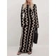 thumbnail image 5 of Summer Women Striped Knitted Maxi Dress Elegant O-neck Flare Long Sleeve Bodycon Dress Ladies Fashion Streetwear Party Dresses, 5 of 5
