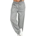 thumbnail image 1 of LUXUR Women Drawstring Palazzo Pant Lounge Workout Long Pants Light Gray 3XL, 1 of 3