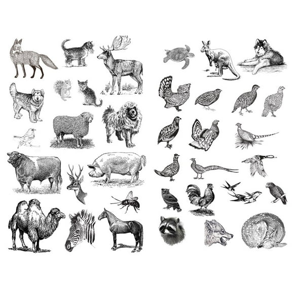 Black Sketch Animals Aesthetic Diary Travel Journal Paper Stickers Scrapbooking Stationery School Office Art Supplies