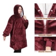 thumbnail image 3 of Catalonia Oversized Hoodie Blanket with Zipper, Wearable Sherpa Sweatshirt Pullover, Soft Warm Comfortable Jacket for Adults Men Women, Wine, 3 of 6
