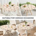 thumbnail image 7 of Round tablecloth with elastic edge, soft polyester fabric, water-resistant, floral design, fits 44-52 inch tables, big size version, 7 of 7