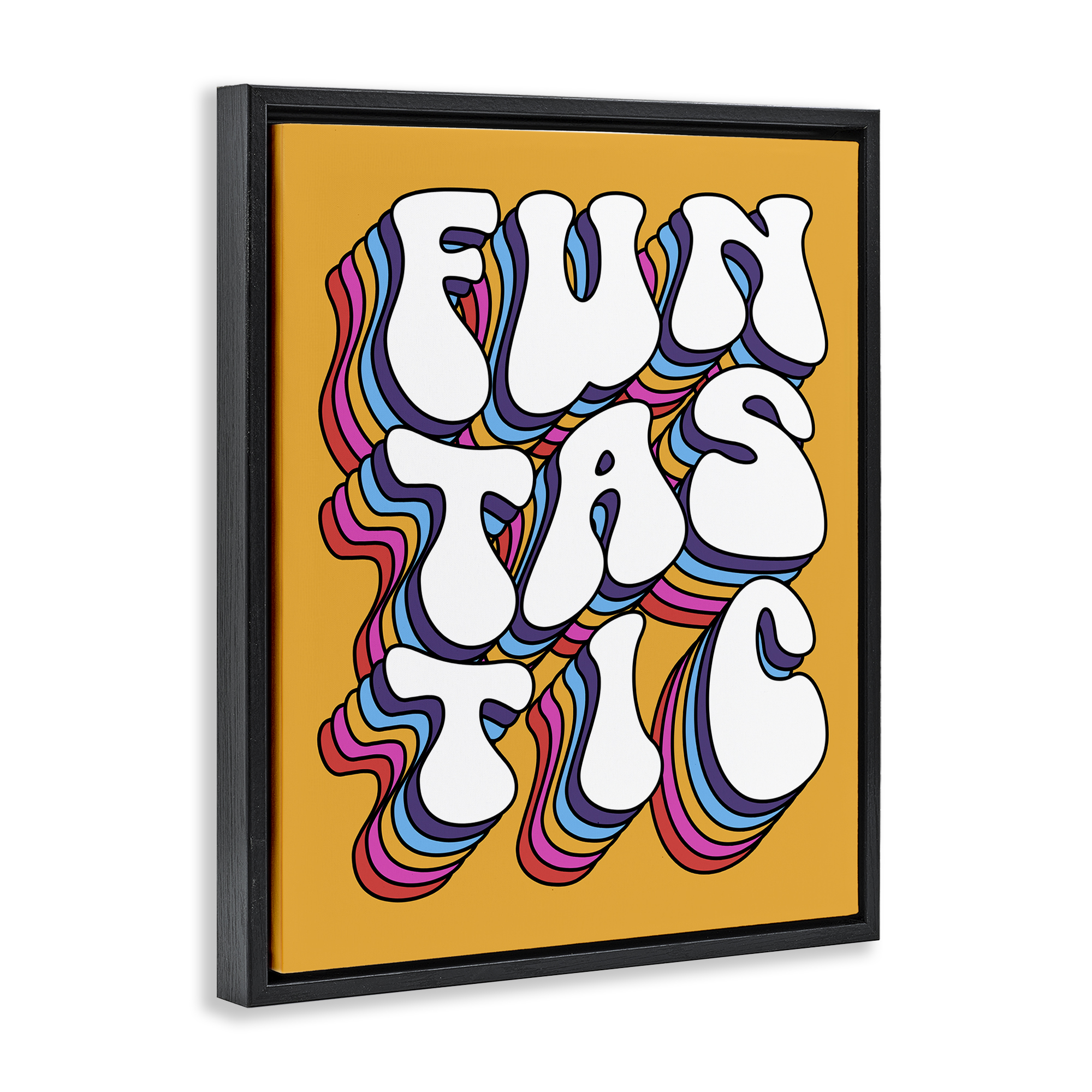 Stupell Industries Funtastic Groovy Typography Text & Numbers Painting Black Floater Framed Canvas Art Print Wall Art, 25 x 31