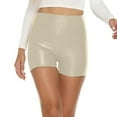thumbnail image 4 of Bxsruta Leather Shorts Womens Shorts for Summer High Waist Casual Shorts Elastic Faux Leather Pants Beige L, 4 of 5