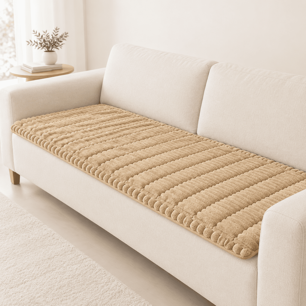 Camel 27.6 x47 Plush Flannel Pet Sofa Protector Couch Cover for Dogs