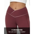 thumbnail image 3 of BALEAF Women's Petite Flare Leggings Tummy Control Crossover High Waisted Yoga Pants with Pockets Work Casual 27" Wine Red 3XL, 3 of 6