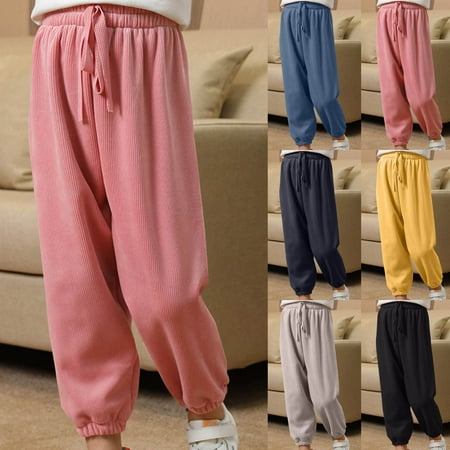 Jinhomg Kids Boys Girls Sweatpants Soft Cozy Corduroy Joggers Fall Winter Casual Solid Elastic Drawstring Waisted Long Pants with Pockets Limited Time Deal Dark Gray 9 Years