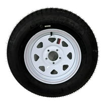 Trailer Tire on Rim ST205/75D15 Tex Star LRC 6 Ply Bias 5 Lug White Spoke Wheel 5X4.5" Bolt Pattern