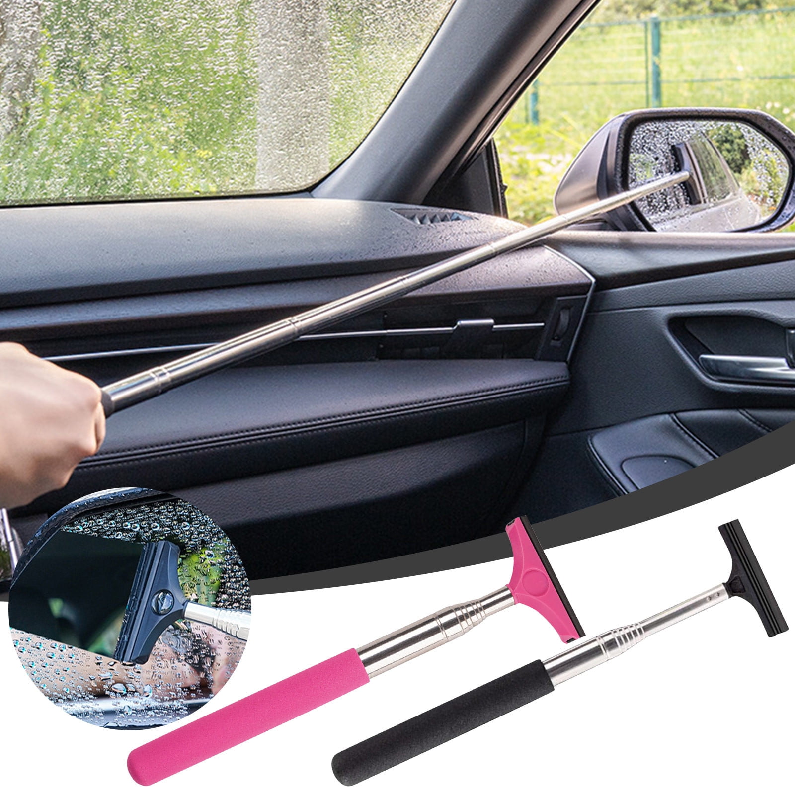 Dengmore Car Side Mirror Squeegee Car Rearview Mirror Wiper Telescopic Wiper Auto Mirror Squeegee Cleaner 8.3 inch Long Handle Mini Squeegee for Car