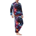 thumbnail image 2 of Daiia Outer Space Floating Numbers And Letters for Men's Long-Sleeved Pajama Set – Soft & Comfortable Sleepwear Button-Up Pajamas Cozy Lounge Wear-Large, 2 of 7