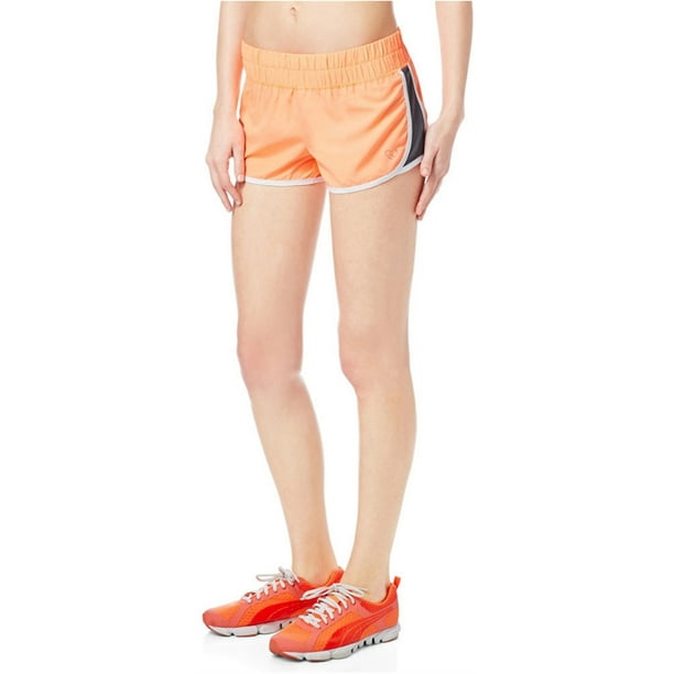 Aeropostale Womens Neon Stripe Athletic Workout Shorts, Orange, X-Large