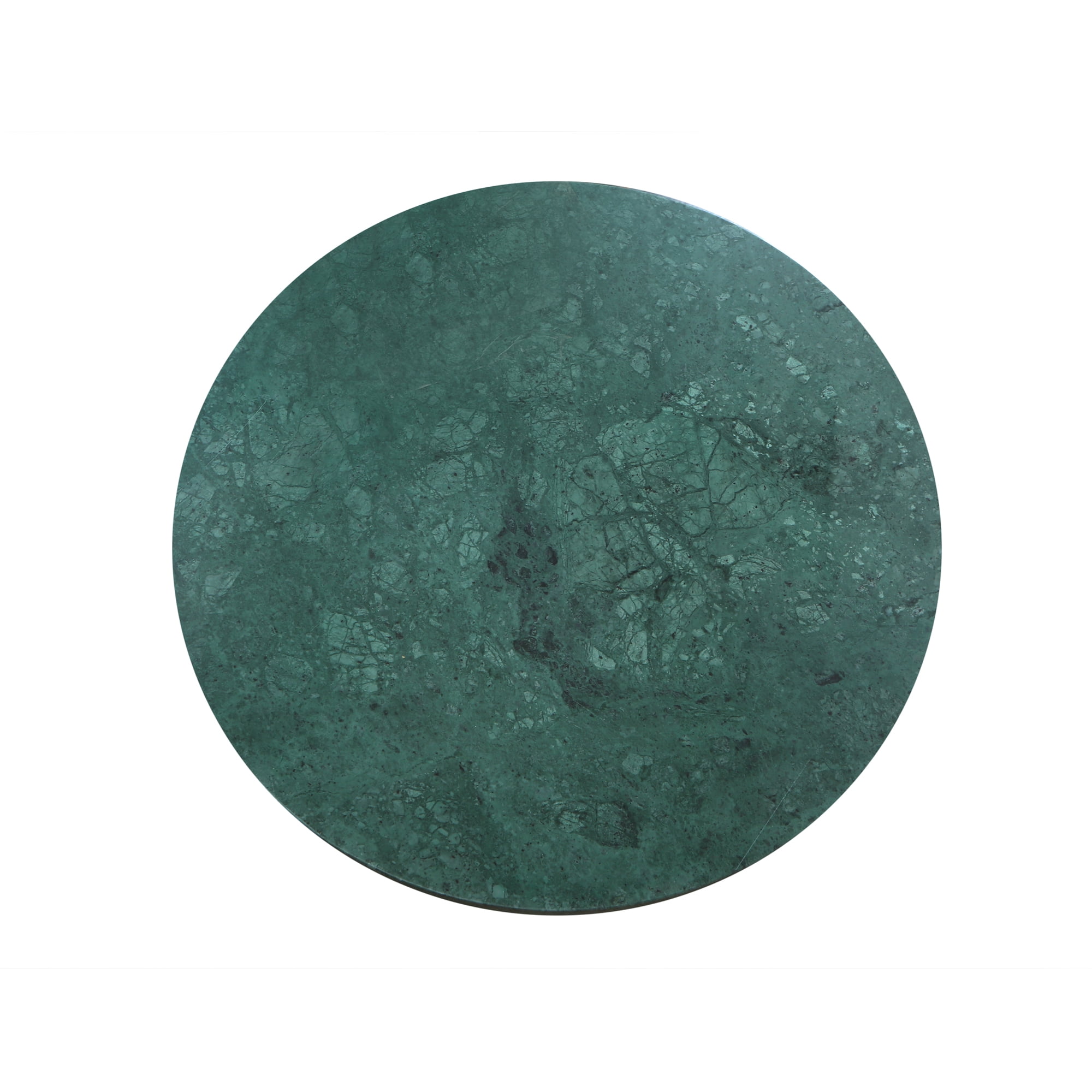 Ox Bay Savannah Round Side Table with Green Marble Top and Gold Base, Glam Style