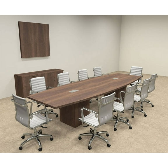 Modern Boat Shaped Cube Leg 12' Feet Conference Table, #OF-CON-CQ23