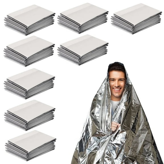Emergency Blankets 8 Pack Mylar Thermal Space Blanket for Survival Gear,Solar Camping Shelter,Emergency Kit & Supplies Outdoor Backpacking 63"x 82"