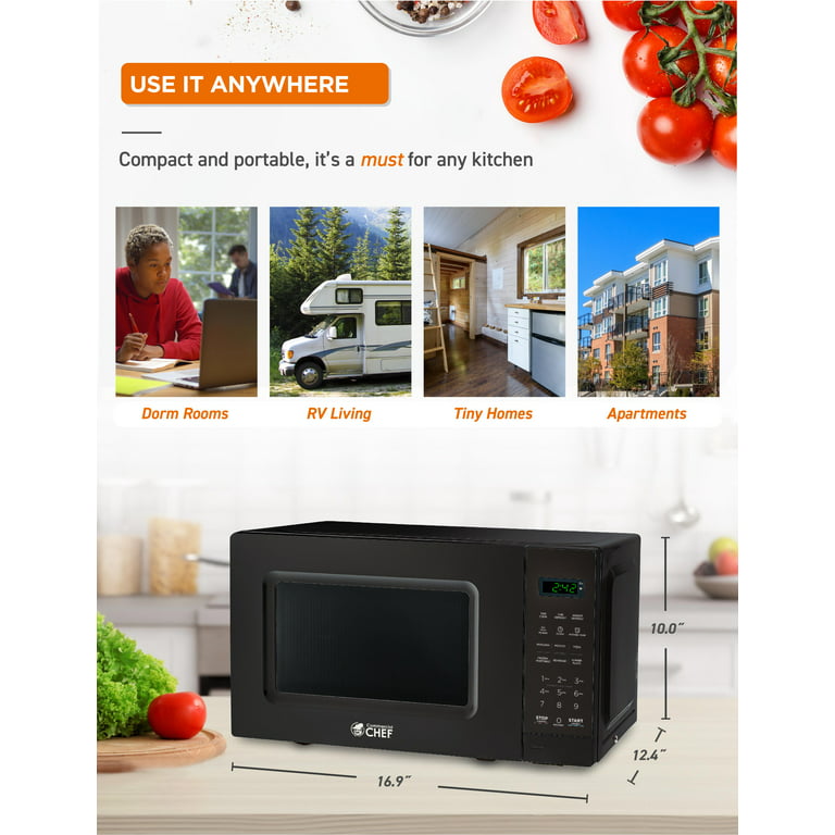  COMMERCIAL CHEF 0.7 Cubic Foot Microwave with 10 Power Levels,  Small Microwave with Pull Handle, 700W Countertop Microwave Up to 99 Minute  Timer and Digital Display, Black : Everything Else