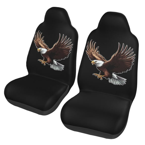 KAKALAD American Bald Eagle Colorful Bird 2 Car Accessories Seat Covers Set Vehicle Seat Covers Universal Front Seats Protector 2 Pcs