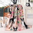 thumbnail image 2 of Pink Boston Terrier and Flower Blanket,Comfortable Soft Lamb Wool Throw Blanket,All Season,Warm Lightweight Blankets for Sofa Bed Couch Living Room Chair,40"x50", 2 of 4