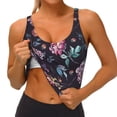 thumbnail image 4 of Haiem Roses Flowers Pattern Womens Sports Bra - U Neck Padded Low Impact Yoga Bra Workout Crop Top Gym Moisture-Wicking Workout Vest -Medium, 4 of 9