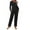 Black, variant on Ekouaer Womens Pajama Sets 2 piece Lounge Sets for Women V-neck Long Sleeve Top and Elastic Waist Pants with Pockets