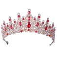 thumbnail image 2 of Coronas y tiaras para mujer, corona de boda para novia, tiaras de princesa para niñas, corona de cumpleaños de diamantes de imitación para Rojo, 2 of 8