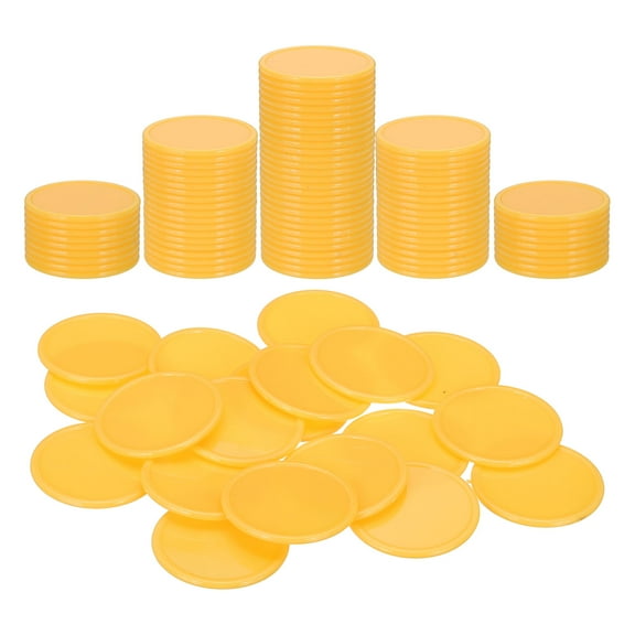 Uxcell 100 Pack Plastic Poker Chips, 1.5 Inch Learning Counters Counting Counters Disks Markers Opaque Game Tokens for Game Play Math Counting, Light Yellow