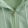 thumbnail image 5 of Green Womens Zipper Top Hoodie Sweatshirt, Polyester Long Sleeve Hoodies, Women Casual Solid Long Sleeve Zipper Hooded Sweatshirt Tops, L, 5 of 7