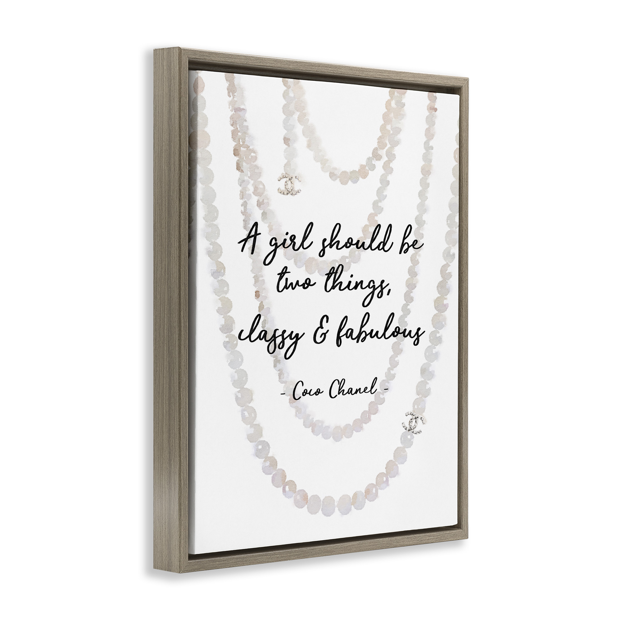 Stupell Industries Classy & Fabulous Fashion Quote Beauty & Fashion Painting Brown Floater Framed Canvas Art Print Wall Art, 17 x 21