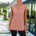 thumbnail image 4 of Summer Outfits for Women, Yigetop Women's Solid Color Fashionable Casual V Neck Pocket Sleeveless Top Tank Tops Pink S, 4 of 9