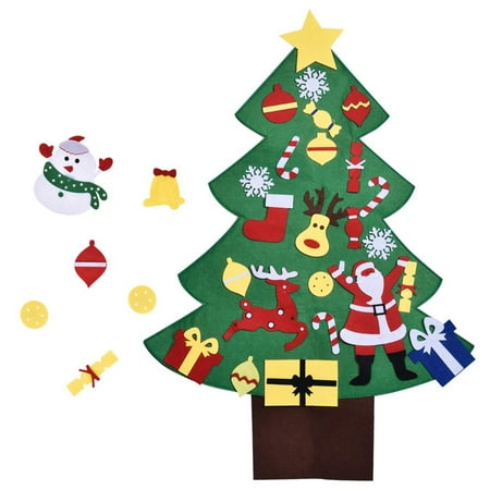 Food Christmas Tree Decorations 3FT DIY Christmas Tree for Kids with 28PCs Felt Ornaments, Classroom Door & Wall Decorations, DIY Toys, Party Favor ()