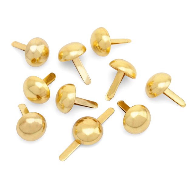 CRAFTMEMORE - Clavos redondos para bolso, pies, bolsos, puntas de clavo, 0.315 in, 0.394 in, 0.472 in, 100 unidades (0.394 in (3/8") dorado)