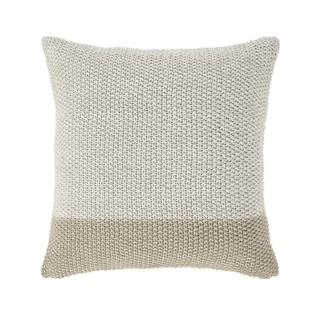 My Texas House Cassia Sweater Knit Square Decorative Pillow Cover, 18" x 18", Ivory