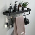 thumbnail image 5 of Shower shelf without drilling, of 2 black shower baskets, durable rust proof aluminum shower shelf with 4 hooks, shower organizer with towel holder for bathroom and kitchen,, 5 of 6