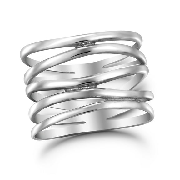 Wide Five Band Coil Wrap .925 Sterling Silver Ring-5