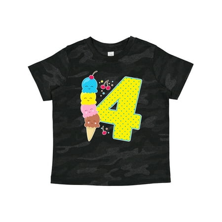 

Inktastic Ice Cream Fourth Birthday Blue Gift Toddler Boy or Toddler Girl T-Shirt