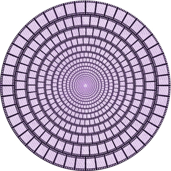 Ahgly Company Indoor Round Patterned Bright Grape Purple Area Rugs, 5' Round