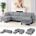 thumbnail image 2 of Puremind Modular Sectional Sofa with Storage, U/L Shaped Sectional Couch with Movable Ottoman, Convertible Sleeper Sofa for Living Room/Apartment, Light Gray, 2 of 6