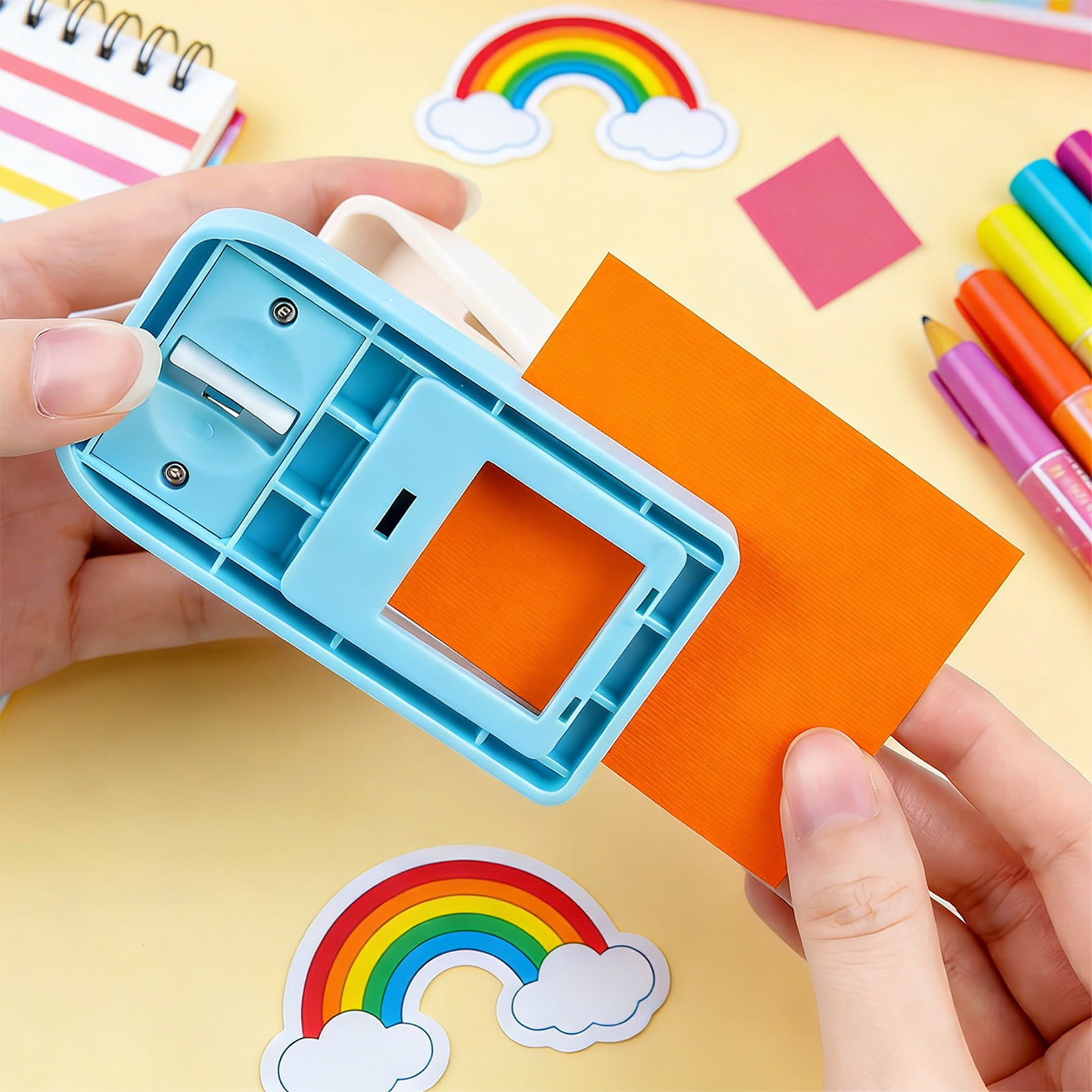 Haiamaoyi 3.2*3.8cm Stamps Paper Punch Rectangular Postage Stamps Shape Craft Hole Punches Portable Lever Action Craft Punch Scalloped Edge Rectangle Handmade Hole Puncher