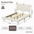 thumbnail image 3 of Bestier Queen Platform Bed with Adjustable Storage Headboard Shelf, LED Corduroy Upholstered Bed Frame, Cream, 3 of 10
