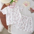 thumbnail image 2 of Akiihool Pyjama Tête de Lit pour Femmes Ensembles de Pyjama 2 Pcs Manches Courtes Haut et Pantalon de Nuit en Coton pour 5 à 14 Ans (Rose, 2-3 Ans), 2 of 4
