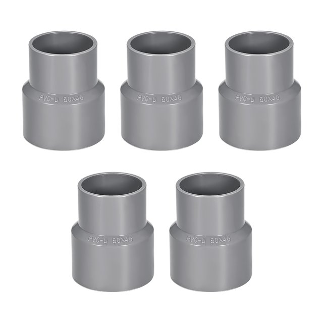 Unique Bargains PVC DWV Reducing Coupling Schedule 40 Gray 1-1/4-inch x 1-1/2-inch Socket 5Pcs