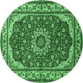 thumbnail image 1 of Ahgly Company Indoor Round Medallion Emerald Green Traditional Area Rugs, 5' Round, 1 of 4