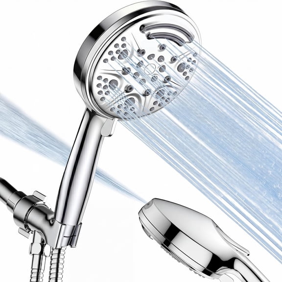 ATUPEN Shower Head with Handheld, High Pressure 10 Modes Handheld Showerhead with 59" Stainless Steel Hose Adjustable Holder