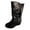 Black, variant on Oyedens Wedge Wide Mid Calf Boots for Women Black Leather Slouchy High Heels Motorcycle Riding Boots