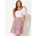 thumbnail image 2 of Falda midi floral fluida Allegra K con Volantes En el Dobladillo para Mujer púrpura gris XS, 2 of 5