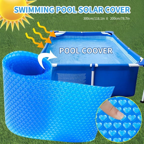 HIBIBUD 10ft x 7ft Rectangle Solar Cover,Heat Retaining Blanket for Rectangular Inground & Above Ground Swimming Pools,Use Sun to Heat Pool,Bubble Heating Blankets