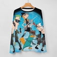 thumbnail image 5 of Phineas And Ferb Women’s Pajama Top 3D Digital Print Sleepwear Trendy Crewneck Pullovers Long Sleeve Shirts 5XL, 5 of 8
